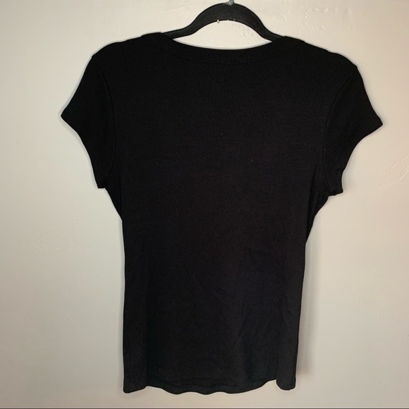 THEORY Basic Scoop Neck Compact Ribbed Short Sleeve Tee - Picture 3 of 5